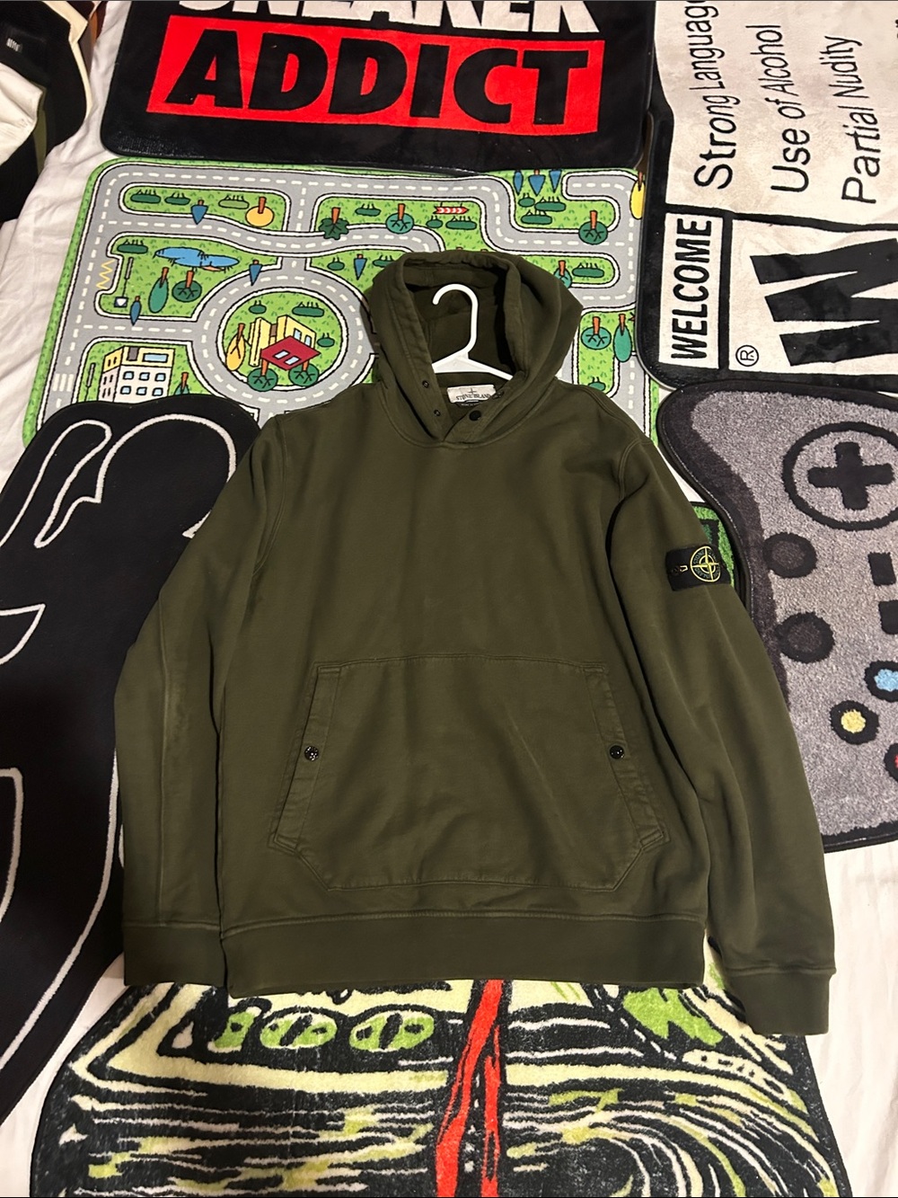 Stone Island Military Olive Hooded Sweatshirt
